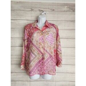 Toni Marie medium sheer floral button down blouse